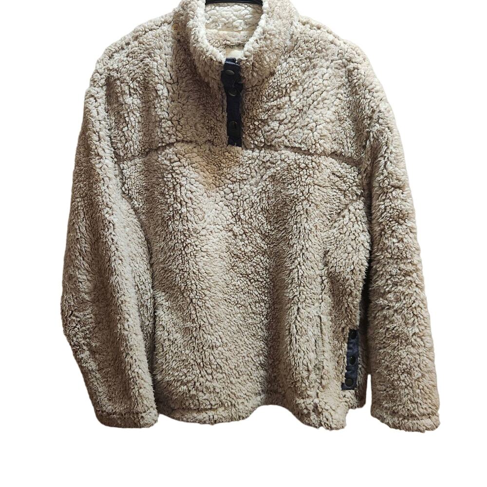 Altar'd State TEDDY Sherpa 1/4 snap pullover size large woman's oatmeal